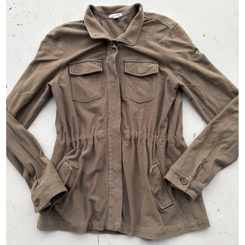 Women's Standard James Perse Jacket Green Light L Button Military Field Casual 3